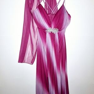 Pacific Plex pink metallic Prom  dress with wrap  plus size 3X.